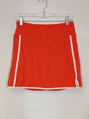 EUC Absolutely Fit Orange Athletic Skort with White Trim Women's Sz Medium Golf